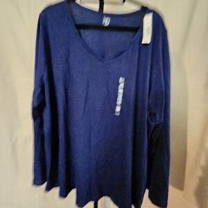 New Direction Intimates Blue V-Neck Long Sleeve Top
